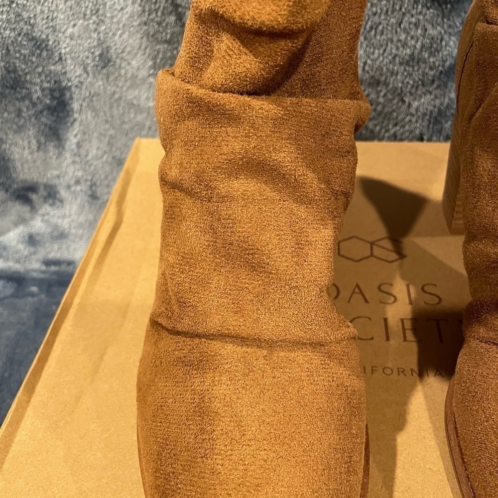 Oasis Society Vegan Suade Leather Camel Boots - Picture 3 of 11